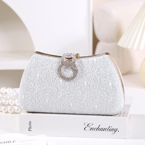 Image of Dreubea Women's Fashion Evening Bag Rhinestone Decrated Clutch Handbag with Chain