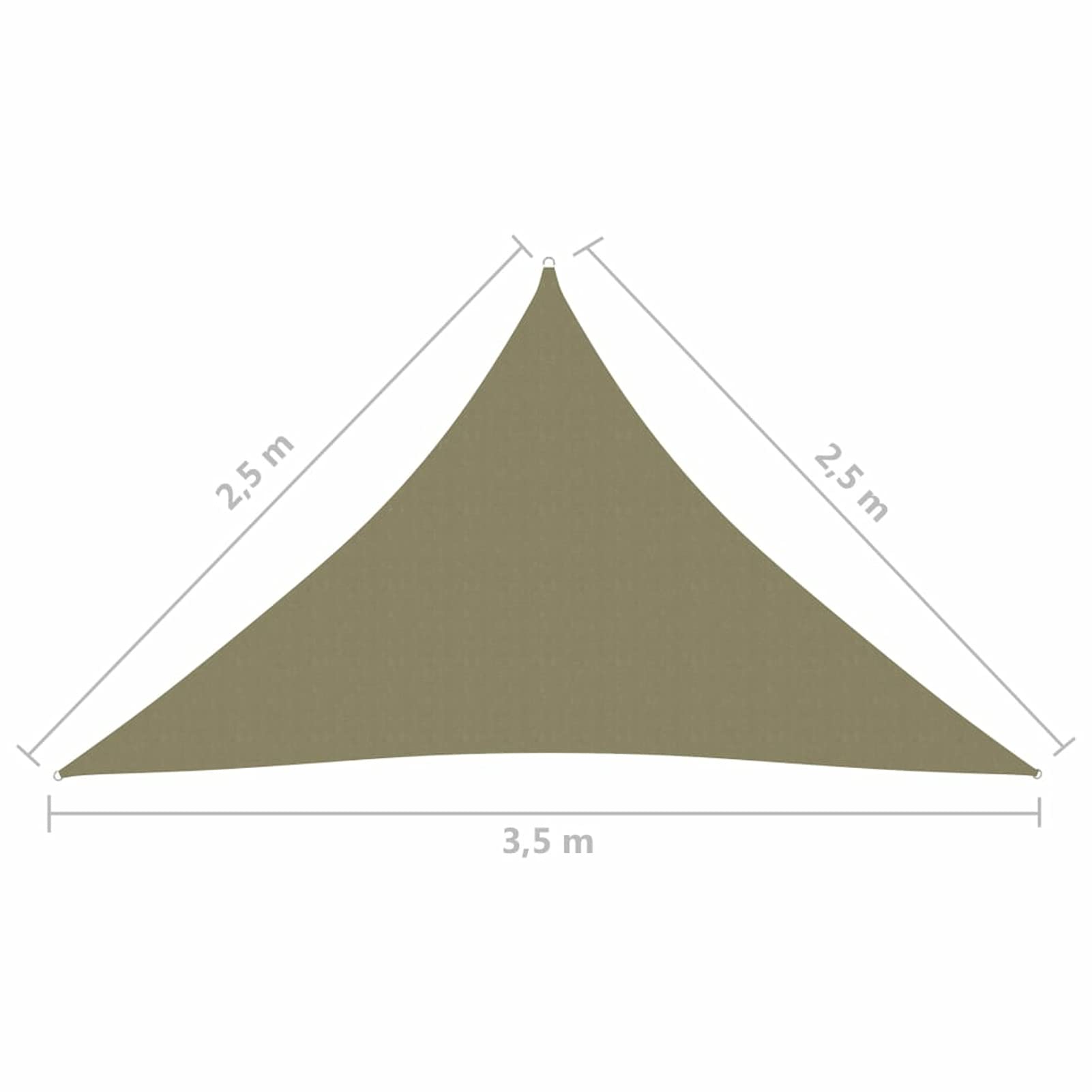 Homgoday Osłona przeciwsłoneczna w kształcie oksfordu trójkątny 2,5 x 2,5 x 3,5 m, beżowy, żagiel przeciwsłoneczny na zewnątrz z filtrem UV na taras, patio, do ogrodu, na podwórko i imprezę na plaży