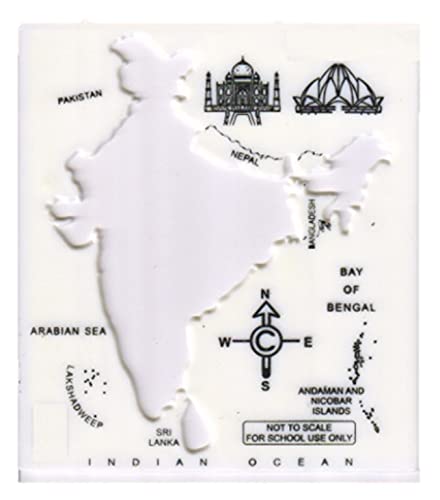 First Click School Craft Stencil Map India White Plastic Pack of 1 Piece