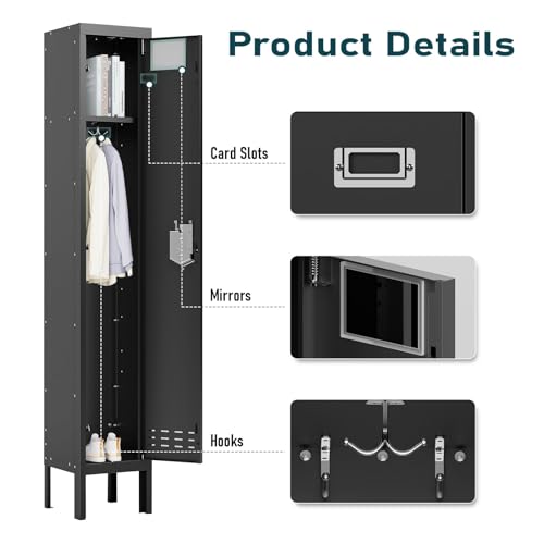 Image of BUTISOW Metal Lockers - 66 inch Height Steel Lockers for Employees with Door Storage Locker with Card Slot for Employees Gym School Home Office Garage - Assembly Required