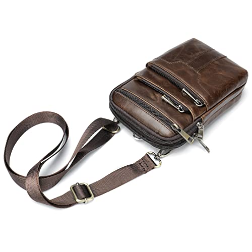 Cell Phone Shoulder Holster Leather Men, Sling Shoulder Messenger Bag Crossbody Waist Pack Belt Clip Chest Bag3