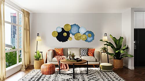 Ivane Metal Wall Art Coastal Decor In Room Centerpiece For Home And Hotel, Hanging Sculpture Decorations In Aesthetic For Entryway, Living Room, Bedroom, Blue, Black And Luxury Gold #TOP1