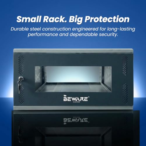 Image of BEWARE 4U Wall Mount CCTV Rack Cabinet | 19 Inch Iron Network Rack for DVR, NVR, Router & Switch | Lockable Door | Ventilated Rack Enclosure