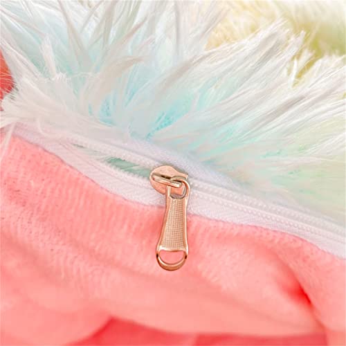 Soukach Pink Girl Faux Fur Fluffy Bedding,Queen 3 Pcs Rainbow Bedding,Soft Plush Shaggy Duvet Cover Set,1 Fuzzy Duvet Cover +2 Furry Crystal Velvet Pillow Case(Colorful Pink, Queen) #TOP3