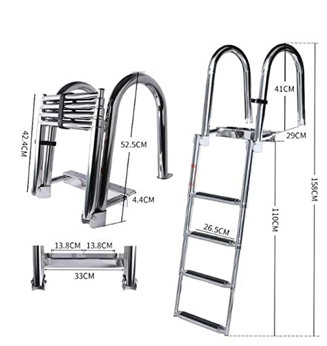 Escalera Plegable 4 Peldaños Acero Inoxidable para Barcos y Piscinas miniatura 5