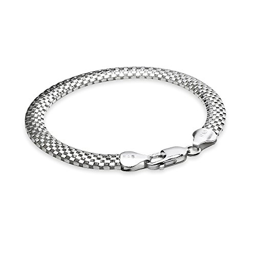 Image of Sterling Silver High Polished Dainty Italian Mesh Tube Chain Bracelet, 7.25 Inches