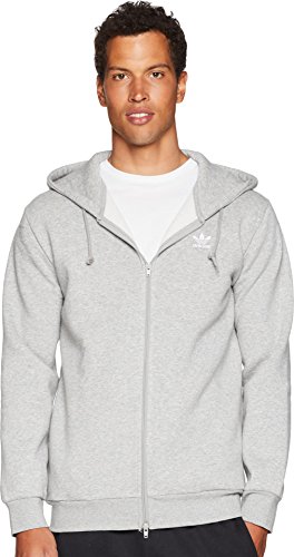 Image of adidas Originals Men's Trefoil Full-Zip Fleece Hoodie, medium grey heather, M