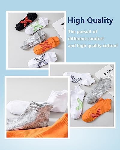 Mens Ankle Athletic Socks Low Cut Breathable Running Socks Cushioned Arch Sport Cotton Casual Socks 6-12 (5 Pairs)4