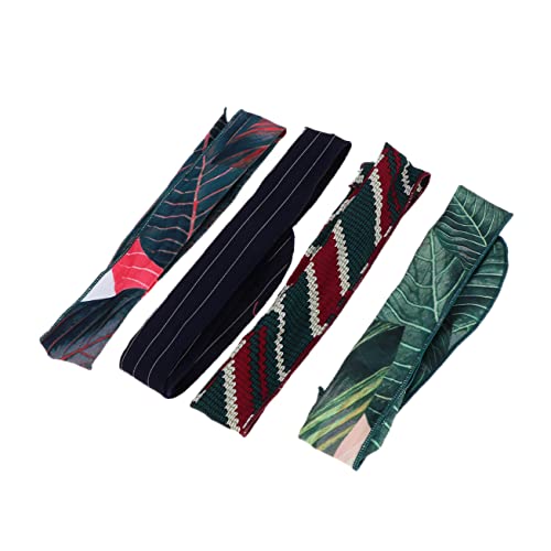Didiseaon 4 piezas diadema retro accesorio para el cabello para las mujeres diadema de ejercicio Diademas de tela de gasa Bandas de alambre flexible chica línea metálica cubierta de hoja