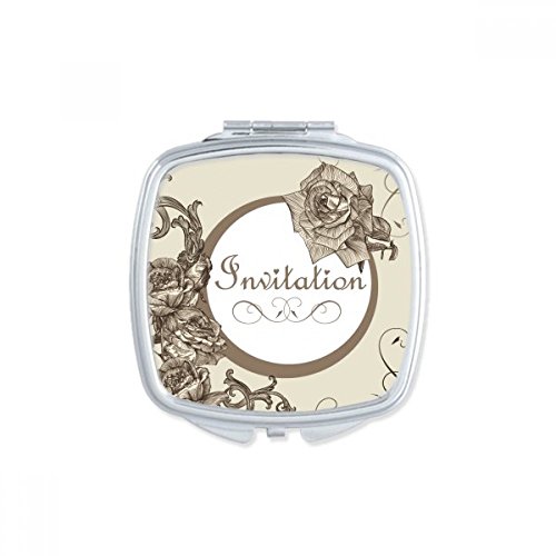 Miroir de maquillage compact carré portable fleur rose multicolore - 2