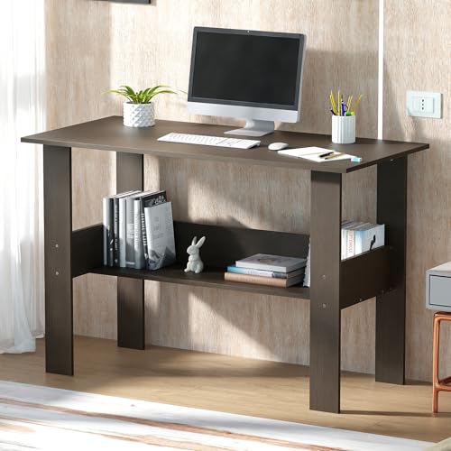 Lukzer Engineered Wood Computer Desk with One Tier Shelves | ST-0...
