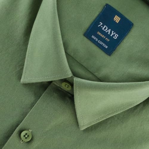 Image of 7-DAYS Men's 100% Cotton Full Sleeve Shirt for Men | Premium Plain Shirt | Tailored Fit (Between Slim & Regular) | Stylish Office & Casual Wear | with Pocket