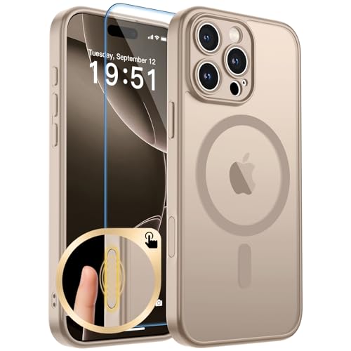 zapica Magnetic for iPhone 16 Pro Case, Sand Gold