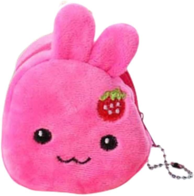 3 Pcs Small Coin Purse, Rabbit Cute Plush Panda Animal Small Coin Purse Zipper Money Wallet Kids Birthday Gift Wallets, Card Cases and Money Organizers（Pink）2