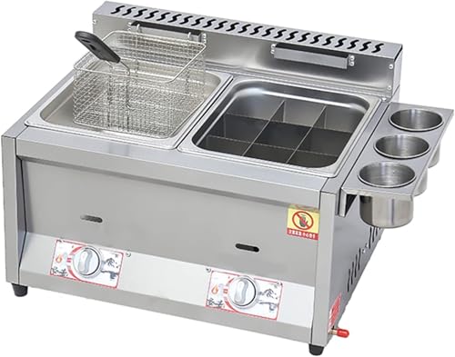 Fritor comercial, gran capacidad de gas propano para cocinar al aire libre, acero inoxidable con cesta doble y tapa, ideal para pollo y patatas fritas~/