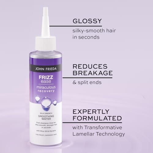 John Frieda Miraculous Recovery Silk Drench Smoothing Water, Lamellar Water for Frizzy Hair 200ml, Purple, 200 ml (Pack of 1) - Image 3