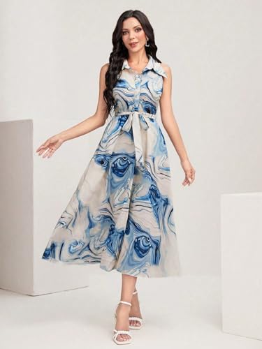 Image of Bollyclues Women's Multicolor Cotton Sleeveless Maxi Dresses |Long Dress for Women| One Piece Western Dress for Women