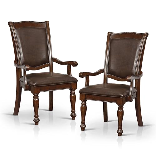 24/7 Shop at Home Rushmont Traditional Arm Chairs, Set of 2, Brown Cherry and Espresso