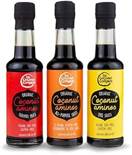 Organic Coconut Aminos 3 x 150ml, Coconut Sauce, 100% Natural, Pure Coconut Sap, Naturally Fermented, Raw, All-Purpose, BBQ, Teriyaki