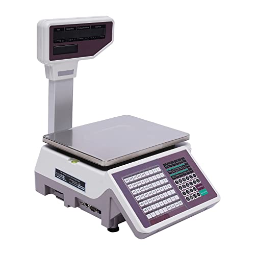 Báscula digital comercial para alimentos con impresora y pantalla dual miniatura 1