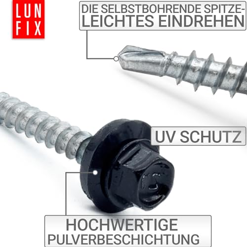 Wkręty samogwintujące 250 szt 4,8 x 20 mm Ciemny Czarny RAL 9005