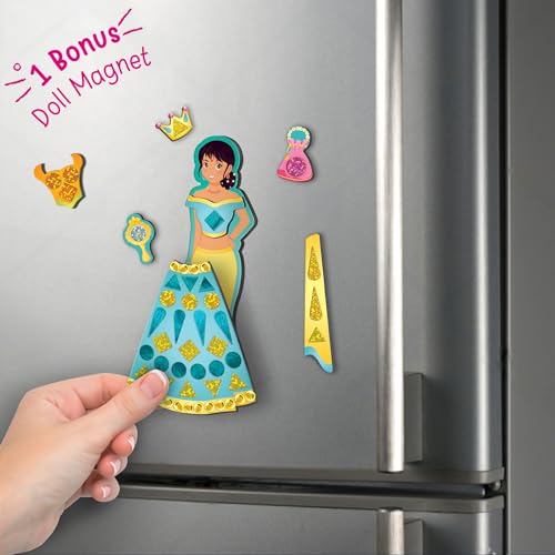 Imagimake DIY Magnetic Dress-Up Indian Princess |Pretend Play Toys for Girls|30 Magnetic Dresses & Accessories|Interchange & Create Unlimited Outfits|Birthday Gift for Girls Ages 3,4,5,6,7,Multicolour