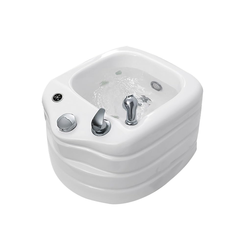 Foot Bath Acrylic Footbath Deep Foot Bath Spa Colorful Lamp Footbath Adjustable Temperature Foot Bath with Heat And Massage Foot Bath with Powerful Bubble Jets, Pedicure for Tired Feet(White A)