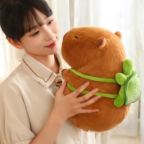 Image of FuzzyTales Capybara Soft Toy with Turtle Backpack 45cm | Stuffed Plush Animal for Kids & Adults | Kawaii Cute Animal for Cuddles, Gifts & Room Decor | for Birthday, Thanksgiving and Every Event (45cm)
