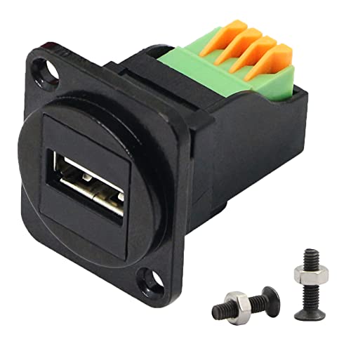 QIANRENON USB2.0 Sin Soldadura Conector De La Encrespadura Receptáculo De Montaje En Panel Conector Crimpado De 4 Pines Extensor De Carga De Datos USB Cover