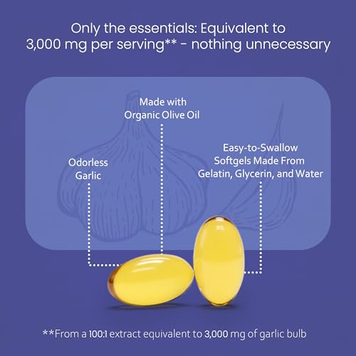 NaturaLife Labs Odorless Garlic – 3,000 mg Equivalent per Serving – 150 Softgels – Concentrated Garlic Bulb Extract with Organic Extra Virgin Olive Oil – Non-GMO, Gluten-Free - Image 5