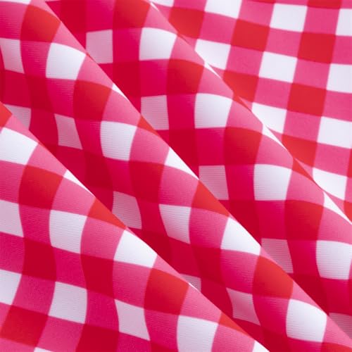 Image of LIZENS Girls One Piece Swimwear Checker Print Ruffles Bathing Suit for Kids Size 2-12