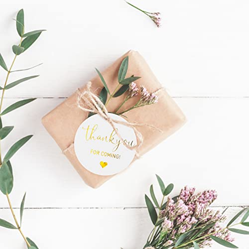 Joycraft 100Pcs Thank You For Coming Tags,White High-End Cardstock Tags With String,Round Gold Font Favors Labels,Personalized Gift Tags For Baby Shower,Bridal Shower,Party And Gift Wrapping #TOP5