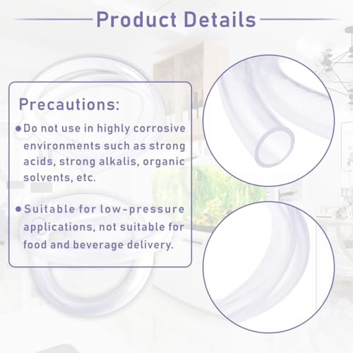 PEFECOP Clear PVC Tubing, 1\" ID x 1-1/4\" OD, 5 ft, Industrial, Agricultural, Engineering, Aquarium - Thumbnail 3