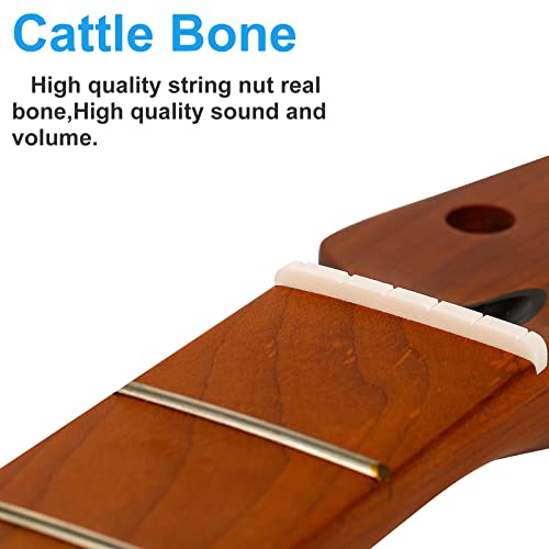 22 Fret Tl Canadian Roasted Maple Professional Electric Guitar Neck, Skunk Stripe Back Inlay,14" Radius Of Fingerboard, Bone Nut #TOP3
