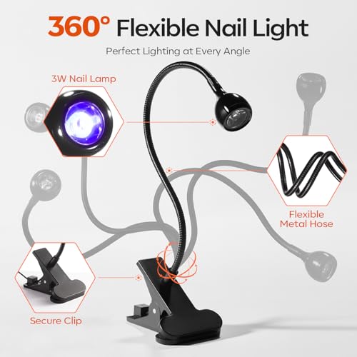 Image of modelones X Nail Gel Kit,10-in-One Glue Prep Dehydrator Lamp Gooseneck | 510Pcs Almond Nail Tips 15Size Medium Almond Press on Tip Adjustable U /V Light Easy Extension DIY Women Gift