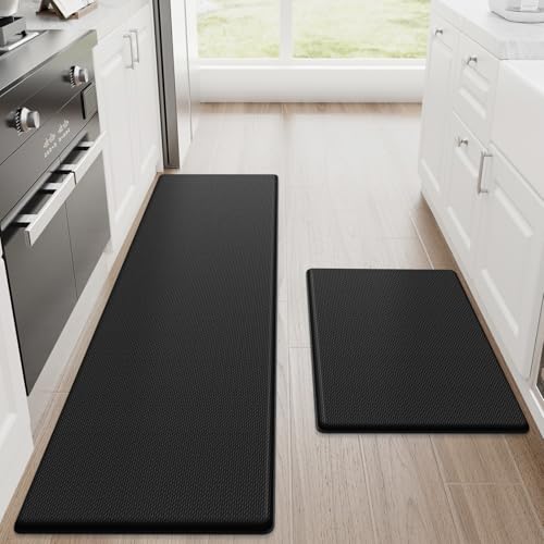 StepRite Kitchen Mats, 2PCS Kitchen Rugs, Cushioned Anti Fatigue Kitchen Mats for Floor, Non-Slip Standing Desk Mat, Waterproof Kitchen Rug Set for Kitchen, Floor, Office, 17.3