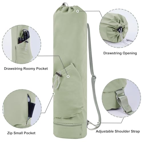 Yogatasche mit Nassfach und Flaschentasche Sporttasche Damen Verstellbarer Schultergurt Gym Yoga Tasche für Pilates Yogamatten & Yoga-Zubehör, Grün(Patent Angemeldet)