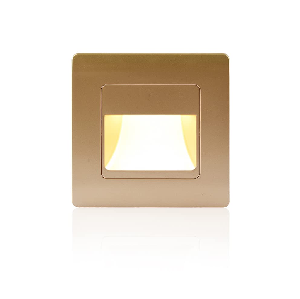 Opaeroo Recessed LED Stair Light Wall Lamp Motion Sensor Wall Lamp AC85-265V Step Lamp Corridor Lighting Indoor Wall Lighting 1PcsColdWhite Gold
