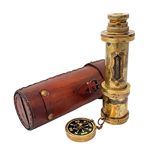 Brass Nautical - 18 inches Antique Telescope/Spyglass Replica in Leather Box (Dollond London's)