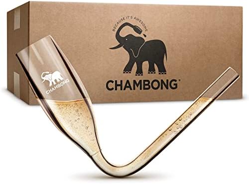 Chambong Champagne Shooter - Unique Gifts for Bachelorette Party Favors, Engagement Gifts & Drinking Games for Adults Party - Champagne Bong Style Champagne Glasses - (Plastic, 6 oz. 50-Pc Set)