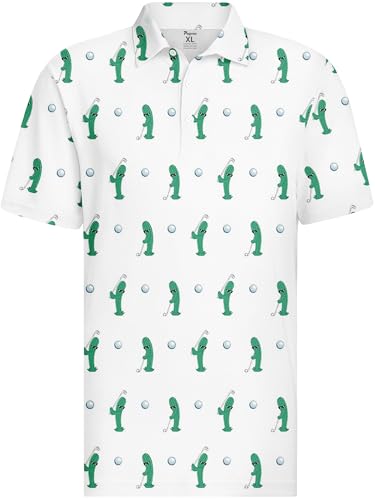 Image of PAGYMO Funny Golf Shirts for Men Crazy Printed Pattern Novelty Moisture Wicking Performance Mens Polo Shirt