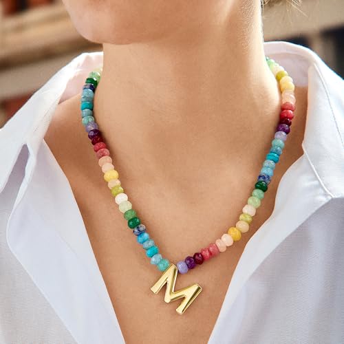 Semi-Precious Block Initial Necklace4