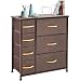 WAYTRIM Dresser Storage Tower with 7 Drawers, Sturdy Steel Frame, Wood Top, Easy Pull Fabric Bins, Wood Handles, Organizer Unit for Bedroom, Entryway, Hallway, Closets - Brown