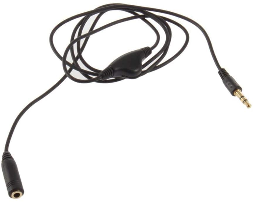 Cable de extensión de audio para auriculares estéreo de 3,5 mm M/F 1 m, cable de extensión auxiliar para auriculares, cable jack estéreo con función de control de volumen, utilizado para teléfonos