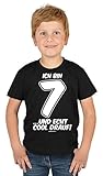 7.Geburtstag Sprüche T-Shirt Kindergeburtstag Junge : Ich Bin 7 …und echt cool Drauf! - Kindershirt 7.Geburtstag Deko Gr: S = 122-128