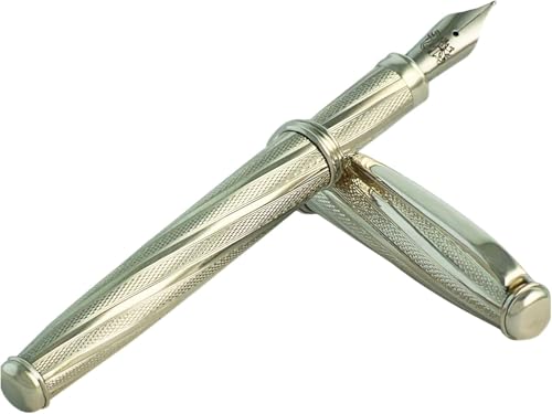Grifos - Pluma Estilográfica de Plata Preciosa 925 - Personalizado - Artesanía Italiana - Recargable con cartuchos y convertidor - Recargas Incluidas