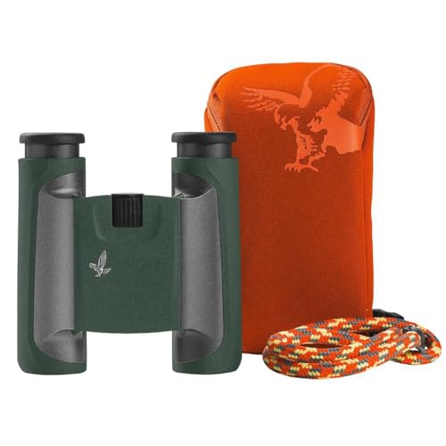 SWAROVSKI OPTIK 8x25 CL Pocket Binoculars with Twist-in Eyecups and Large Field of View (Green, Mountain Field Bag)