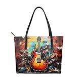 BWPDPXFJ Gitarren-Gemälde, wasserdicht, Arbeitstasche für Damen, leichtes Kunstleder, professionelle Laptop-Tasche mit Fächern, Büro, Reisen., Schwarz , Einheitsgröße