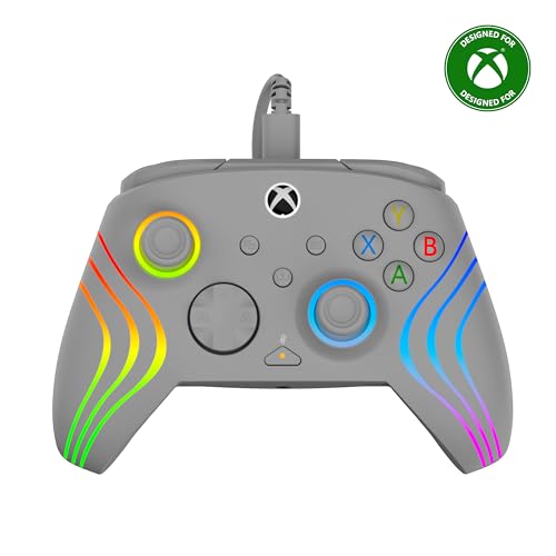 Turtle Beach Afterglow Wave Kontroler do gier RGB na przewodach w kolorze szarym – Licencjonowany dla Xbox Series X lub S, Xbox One i Windows