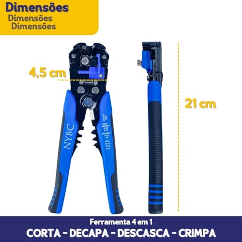 Alicate Crimpador Desencapador E Descascador De Fio 4 em 1 - Nybc